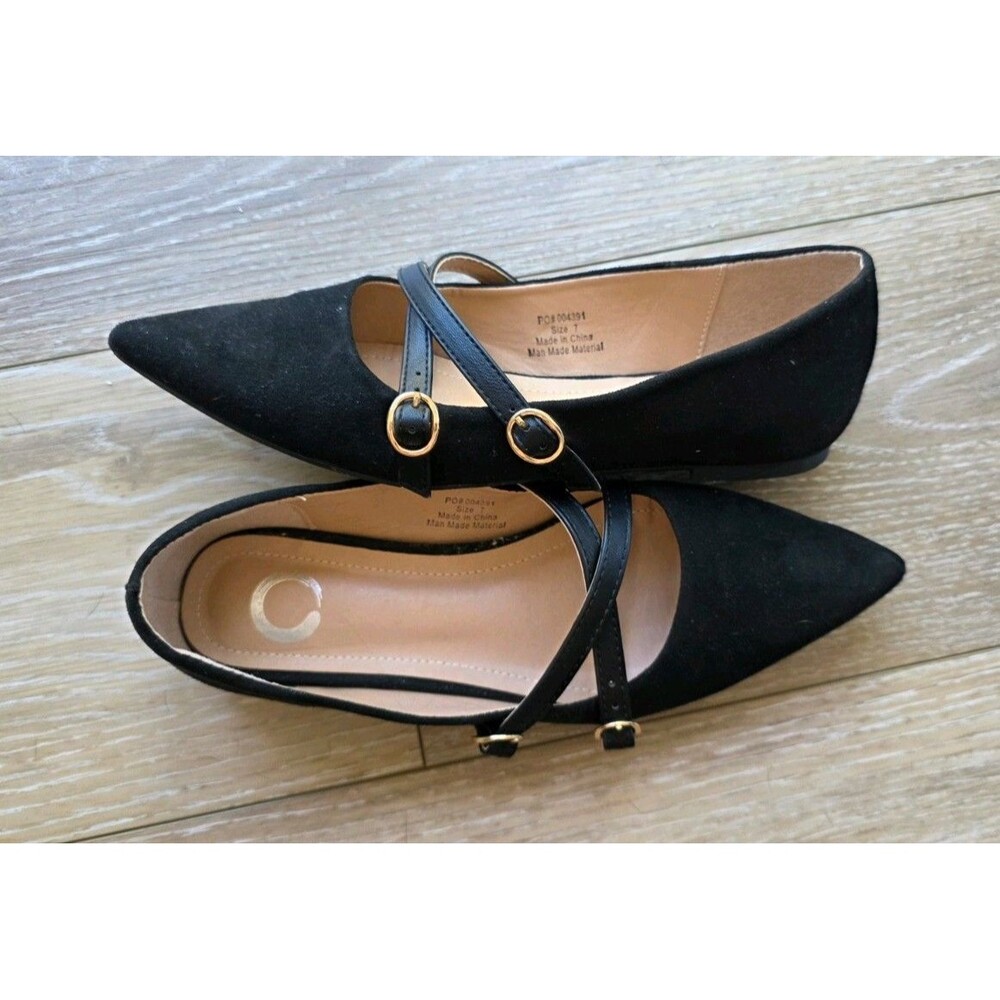 Journee Collection Women's Black Ballerina Flat Shoes 7